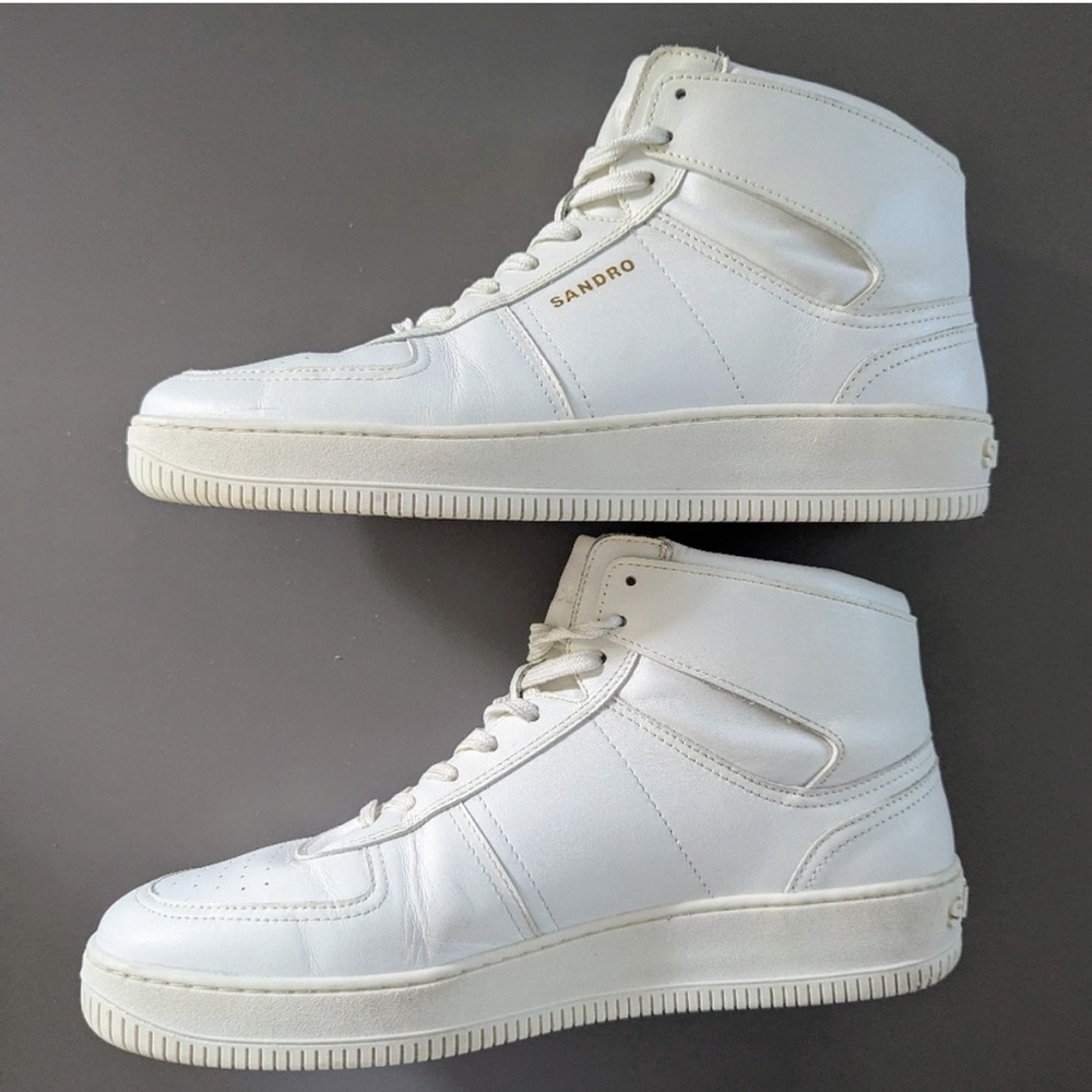 Men’s Sandro Paris authentic size 43 white genuine leather/rubber sole sneaker